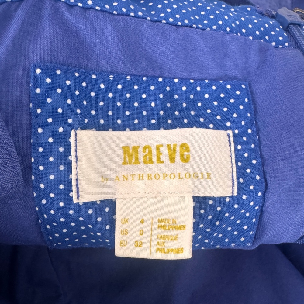 Anthology Maeve Blue Midi Sundress Size 0 Adjustable Straps Pockets - Picture 6 of 8